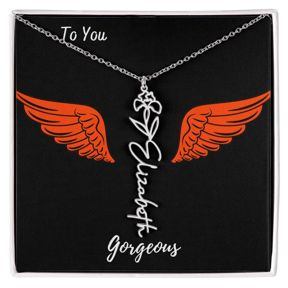 Birth flower necklace Birth name flower Necklace Personalized with a gift box