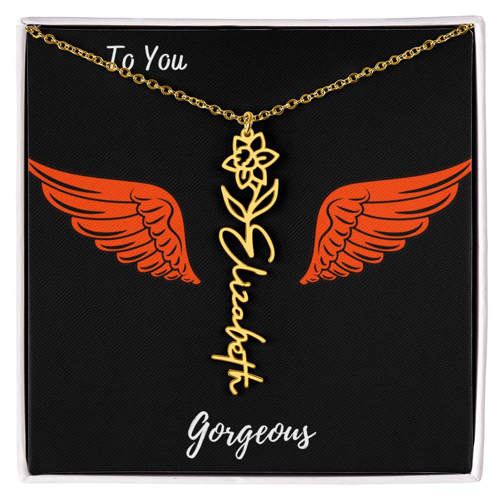 Birth flower necklace Birth name flower Necklace Personalized with a gift box