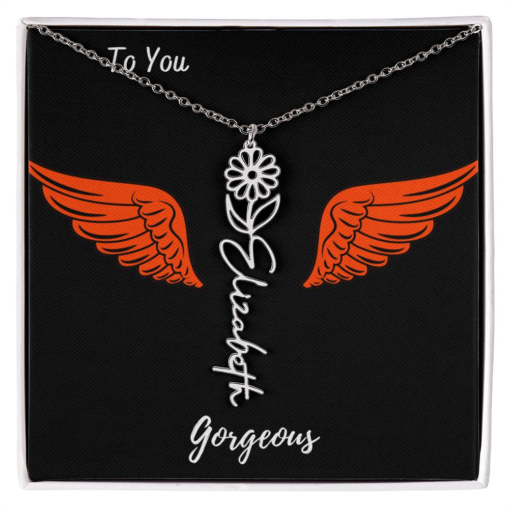 Birth flower necklace Birth name flower Necklace Personalized with a gift box
