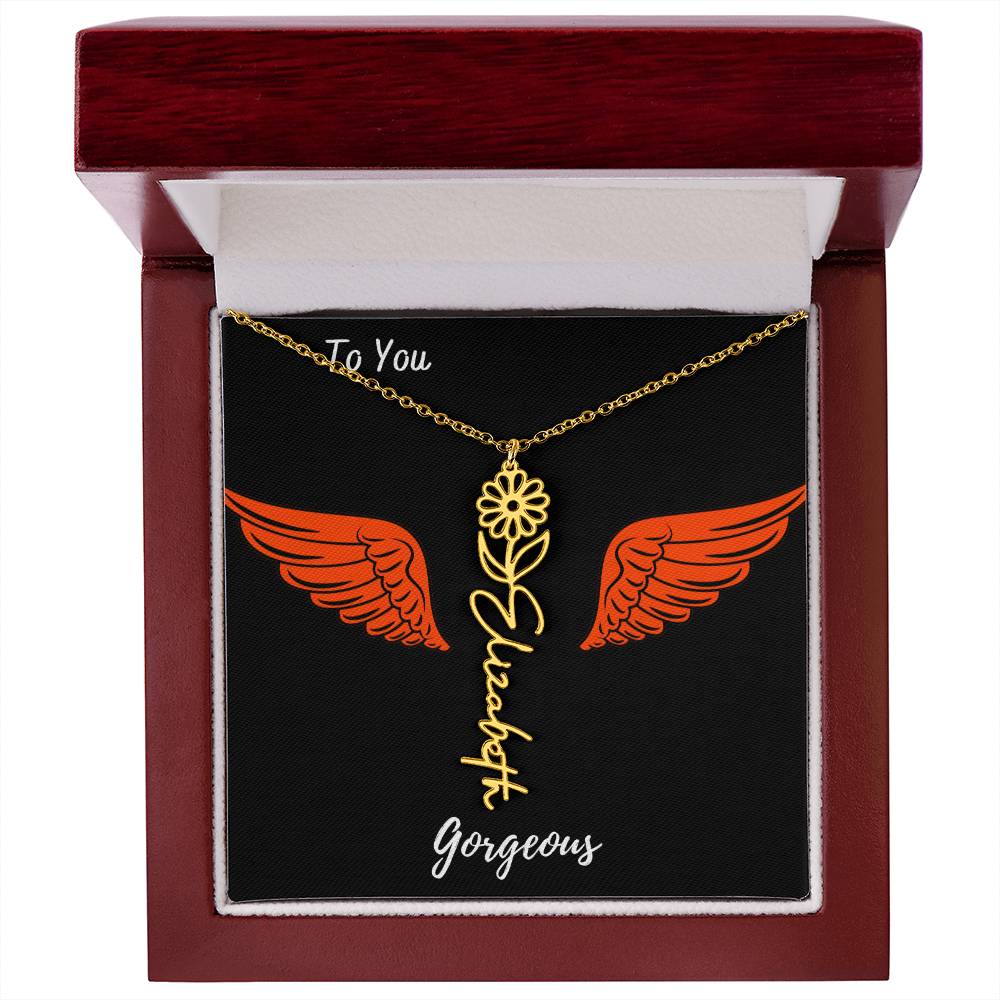 Birth flower necklace Birth name flower Necklace Personalized with a gift box