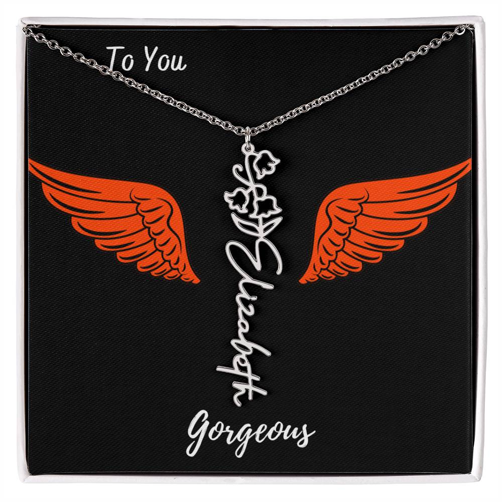 Birth flower necklace Birth name flower Necklace Personalized with a gift box