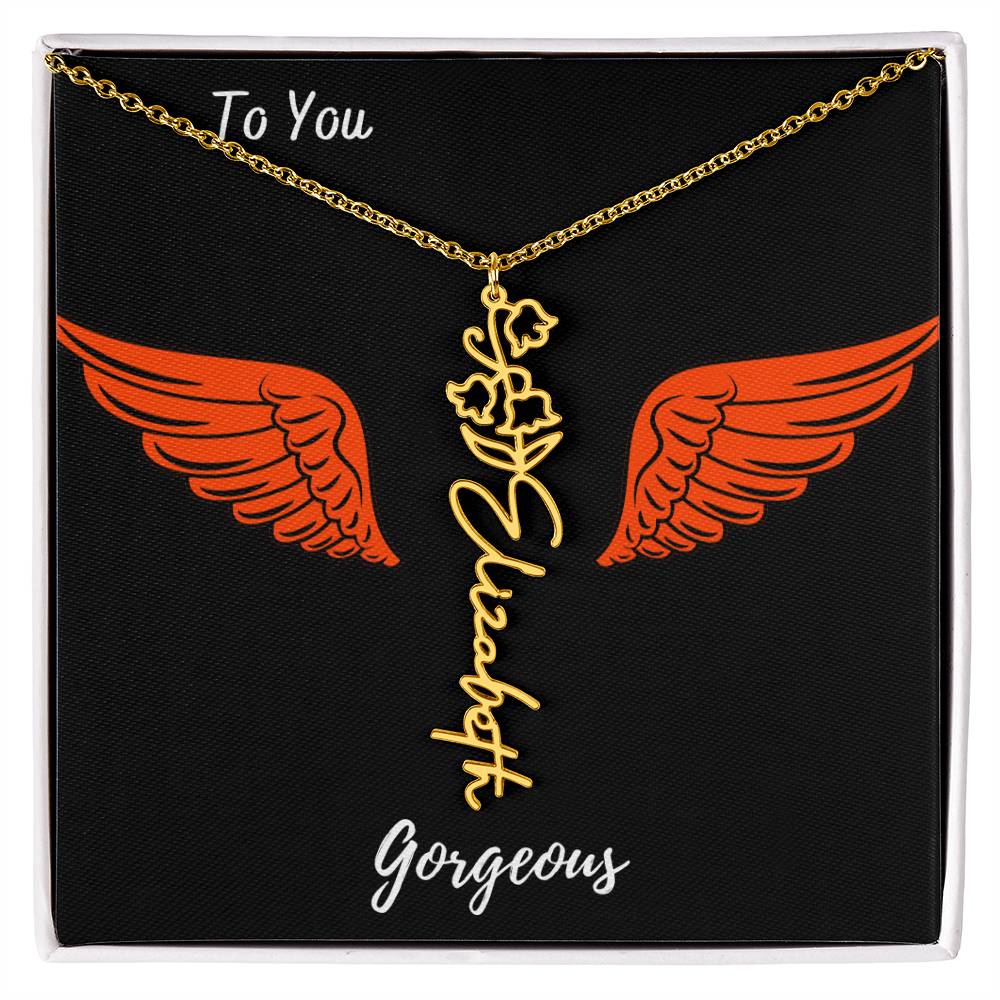 Birth flower necklace Birth name flower Necklace Personalized with a gift box
