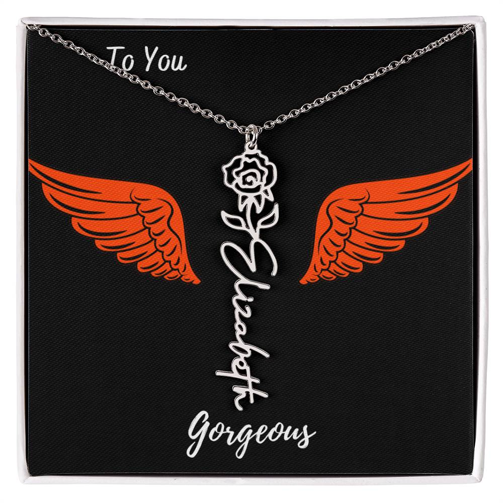 Birth flower necklace Birth name flower Necklace Personalized with a gift box