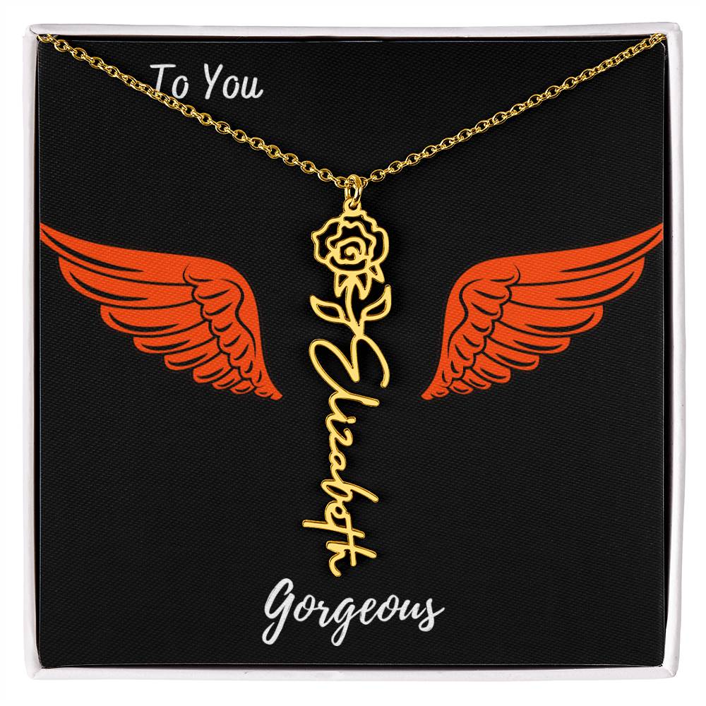 Birth flower necklace Birth name flower Necklace Personalized with a gift box