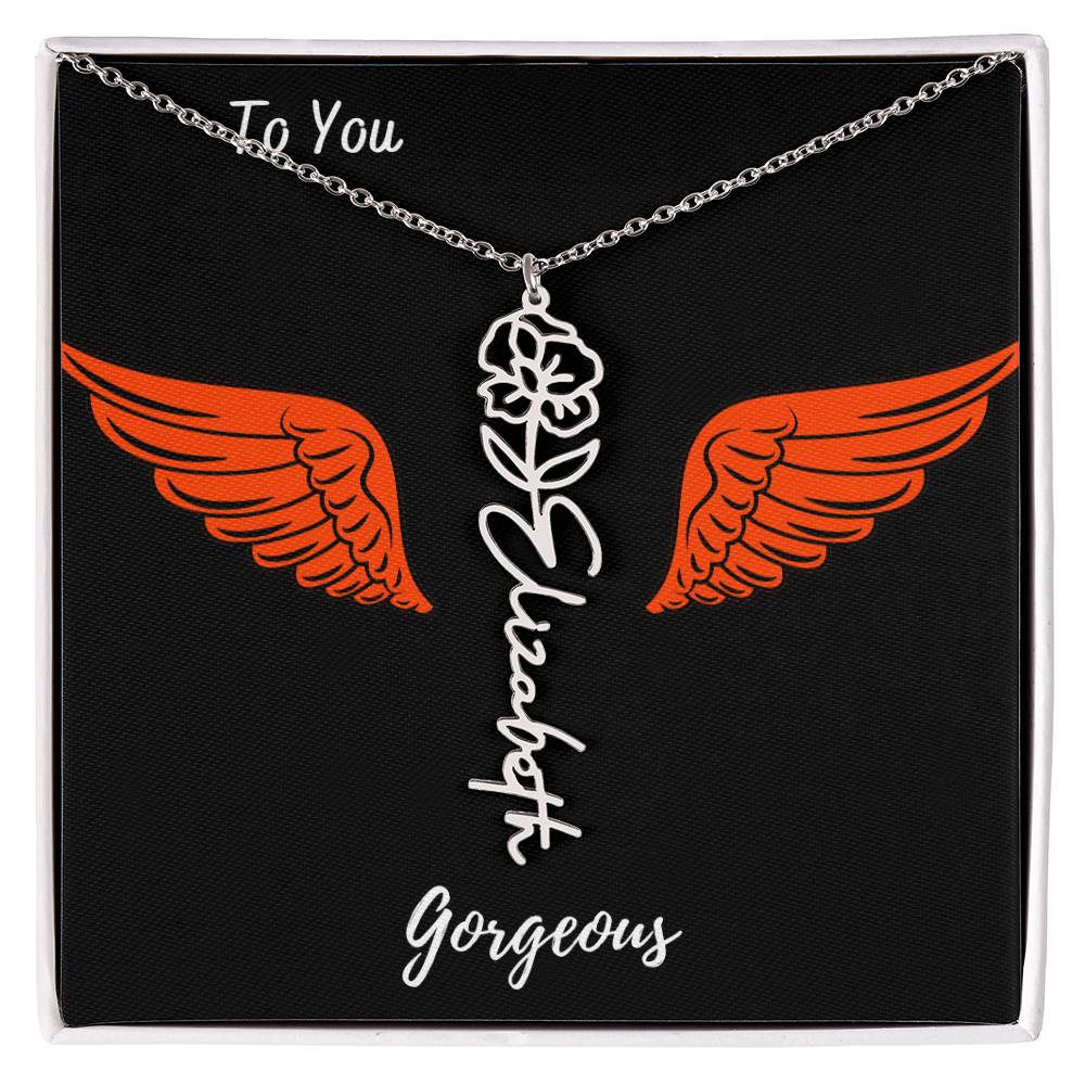 Birth flower necklace Birth name flower Necklace Personalized with a gift box