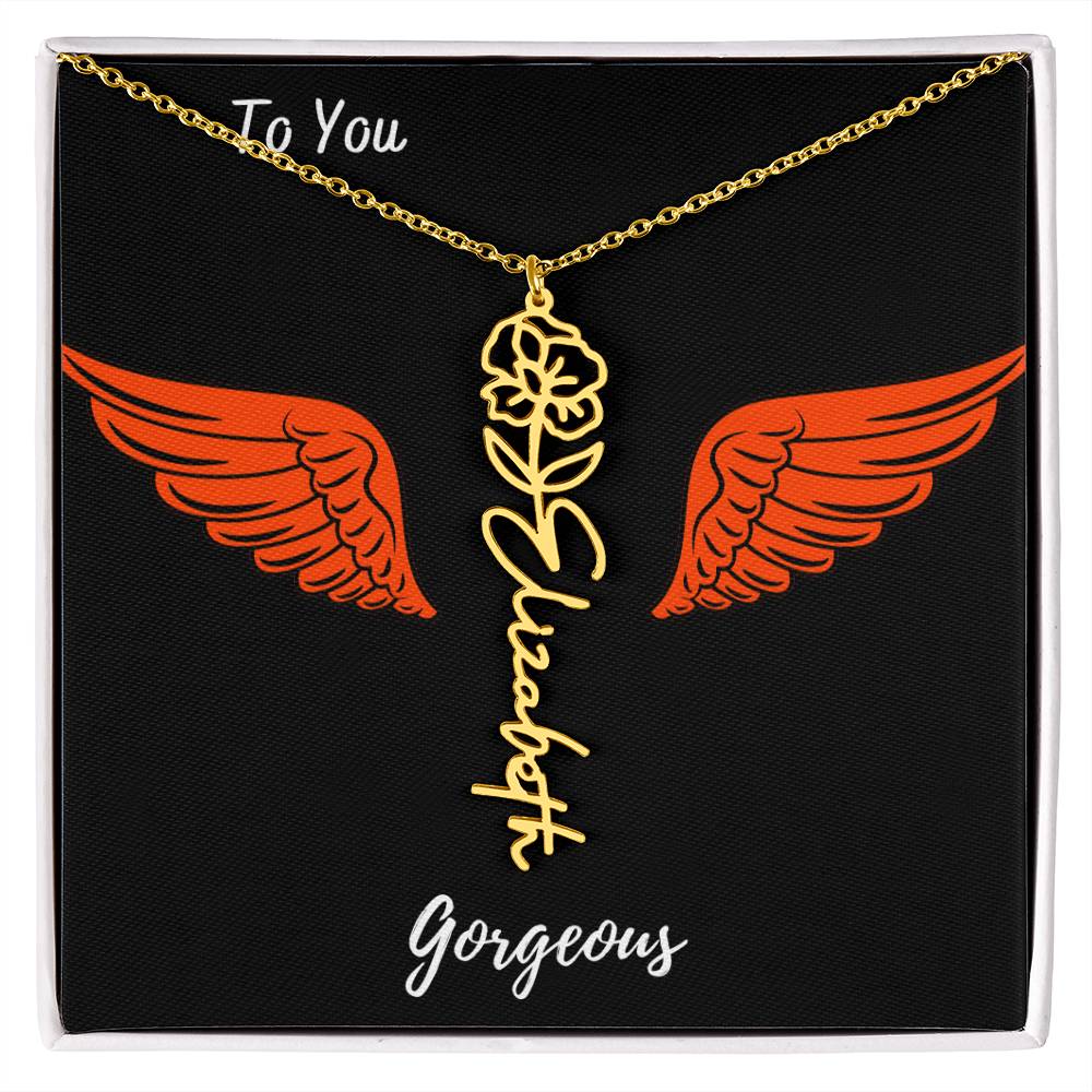 Birth flower necklace Birth name flower Necklace Personalized with a gift box