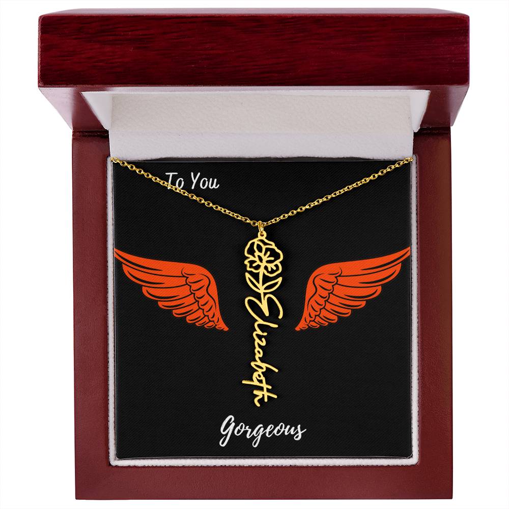 Birth flower necklace Birth name flower Necklace Personalized with a gift box