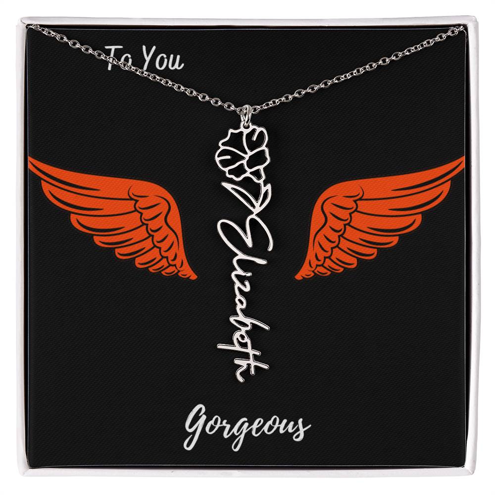 Birth flower necklace Birth name flower Necklace Personalized with a gift box