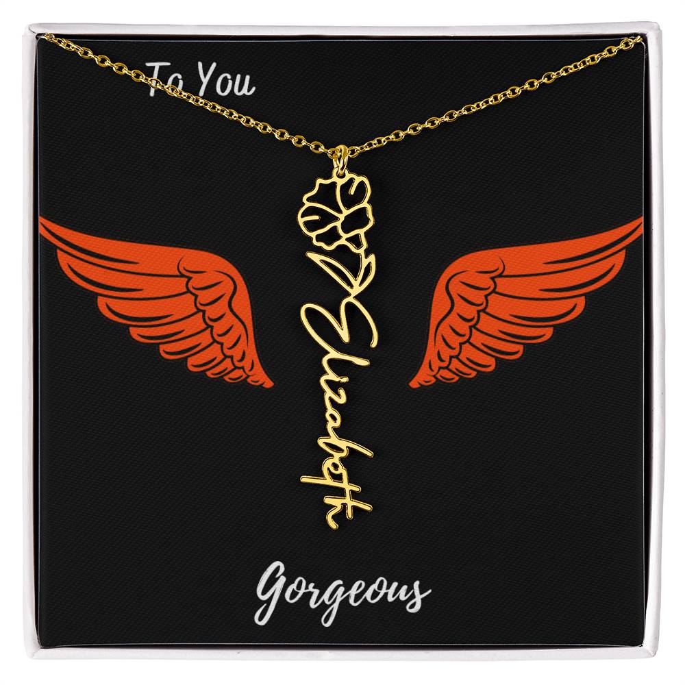 Birth flower necklace Birth name flower Necklace Personalized with a gift box