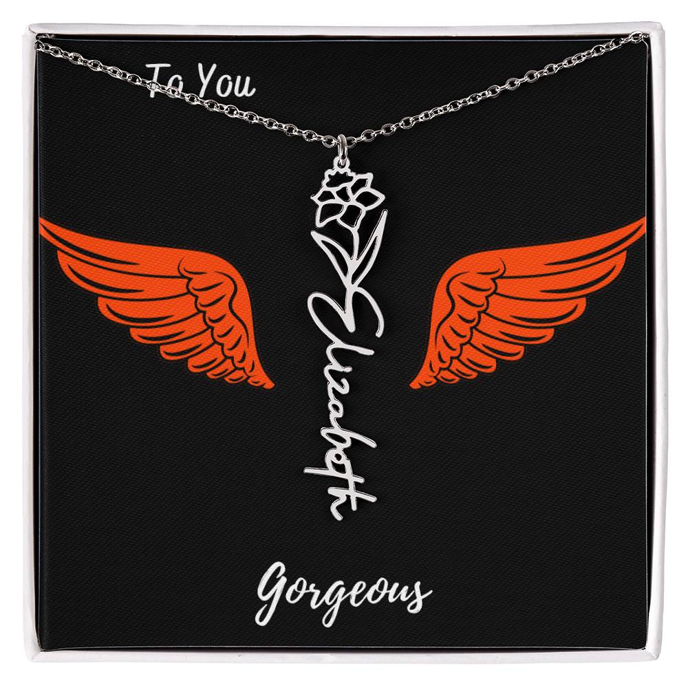 Birth flower necklace Birth name flower Necklace Personalized with a gift box