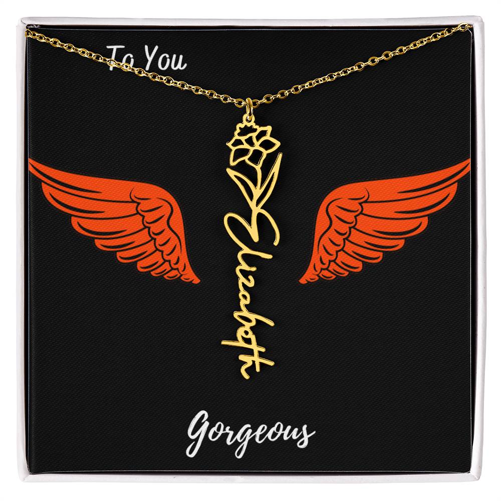 Birth flower necklace Birth name flower Necklace Personalized with a gift box
