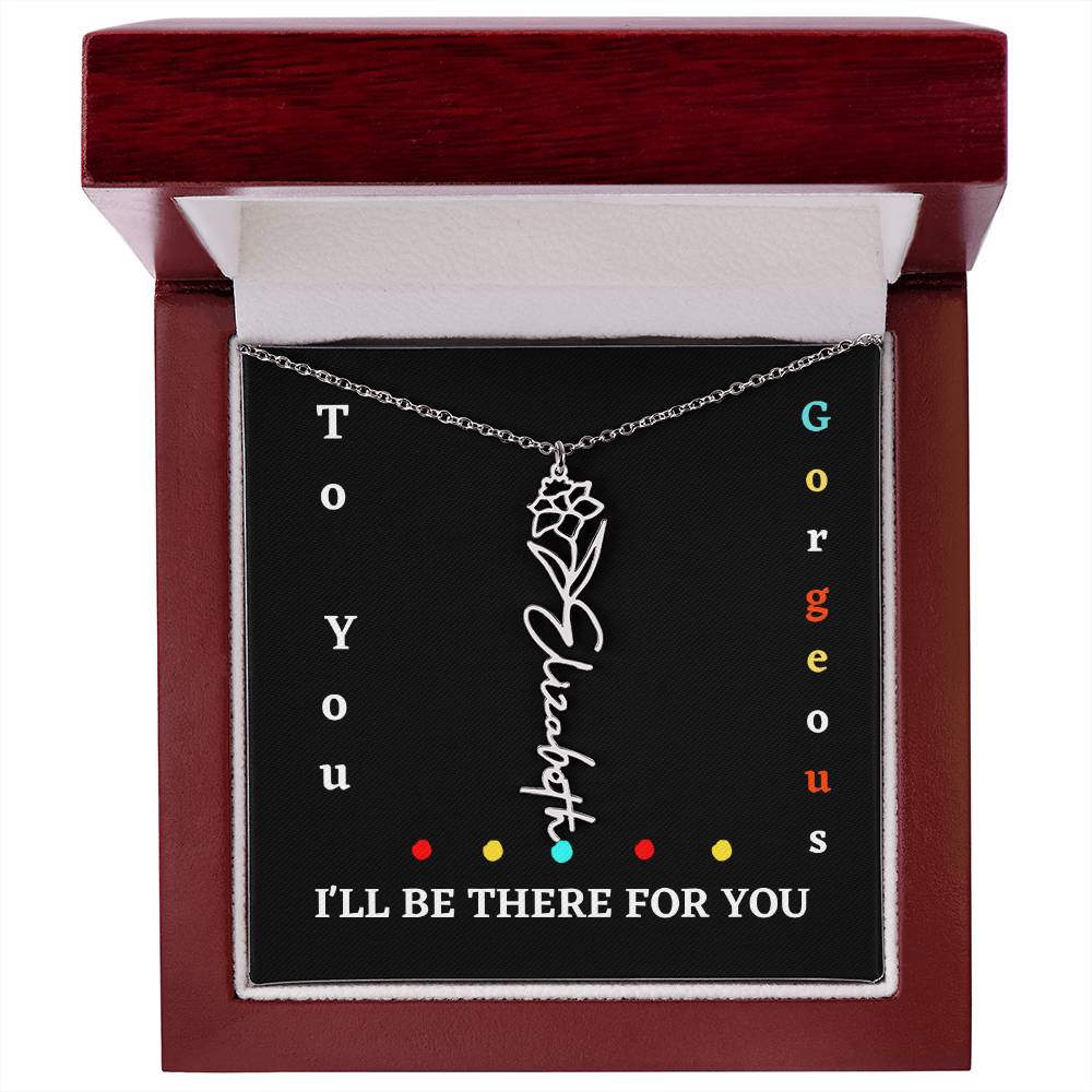 Birth flower necklace, Birth month flower necklace Customized with gift Box