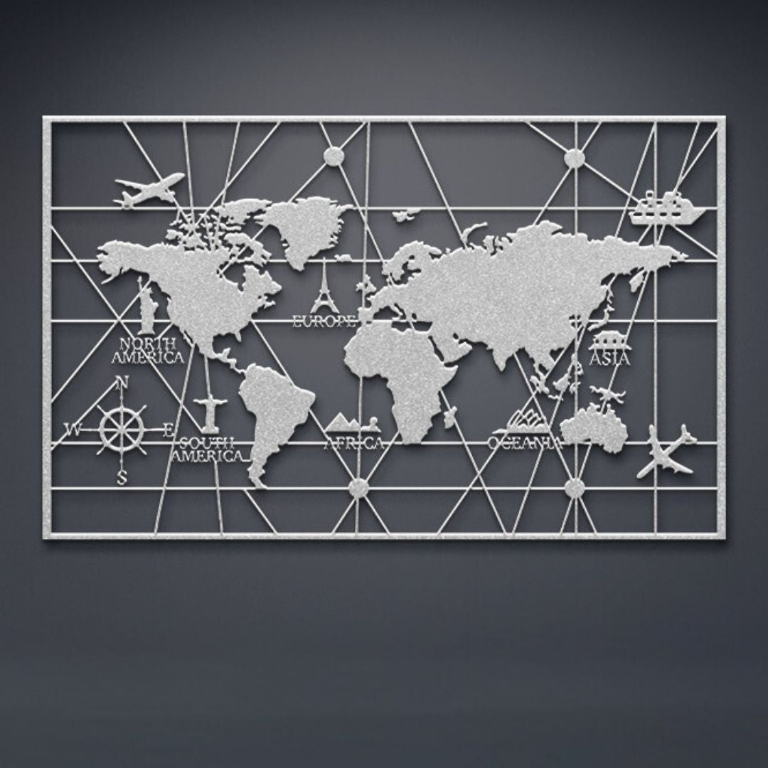 World Map Metal Wall Art