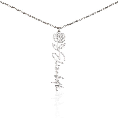 Birth flower necklace Birth name flower Necklace Personalized with a gift box