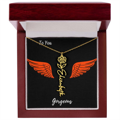 Birth flower necklace Birth name flower Necklace Personalized with a gift box