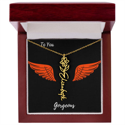 Birth flower necklace Birth name flower Necklace Personalized with a gift box