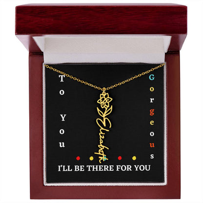 Birth flower necklace, Birth month flower necklace Customized with gift Box