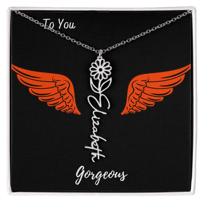 Birth flower necklace Birth name flower Necklace Personalized with a gift box