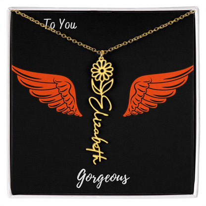 Birth flower necklace Birth name flower Necklace Personalized with a gift box
