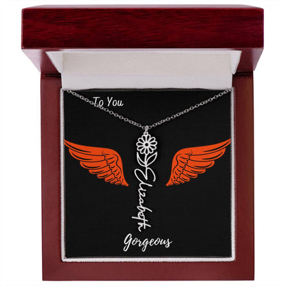 Birth flower necklace Birth name flower Necklace Personalized with a gift box
