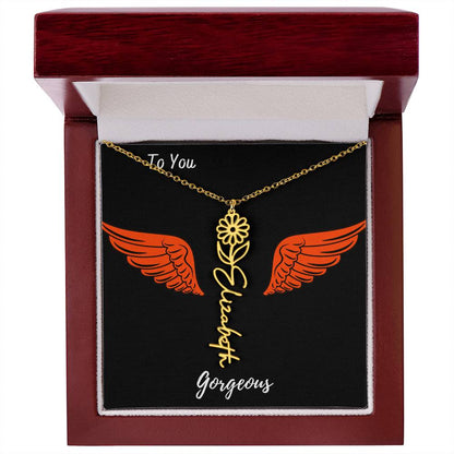 Birth flower necklace Birth name flower Necklace Personalized with a gift box