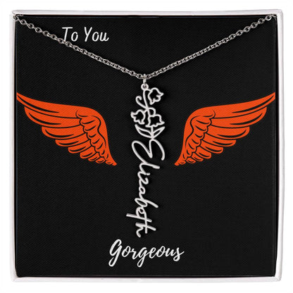 Birth flower necklace Birth name flower Necklace Personalized with a gift box