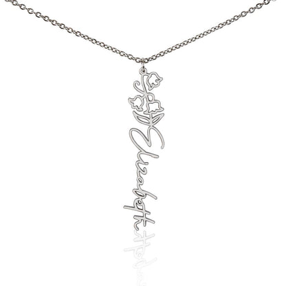 Birth flower necklace, Birth month flower necklace Customized with gift Box