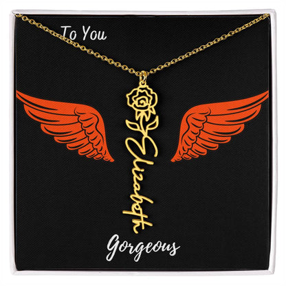 Birth flower necklace Birth name flower Necklace Personalized with a gift box