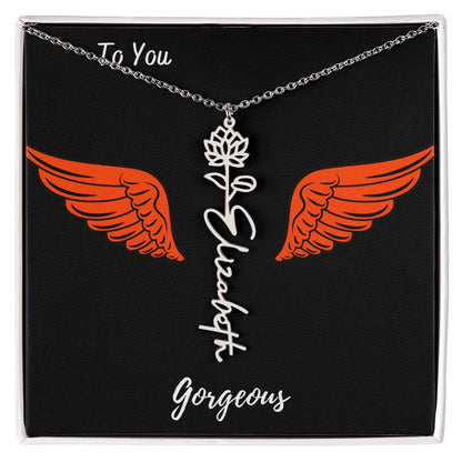 Birth flower necklace Birth name flower Necklace Personalized with a gift box