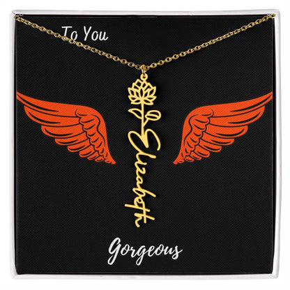 Birth flower necklace Birth name flower Necklace Personalized with a gift box
