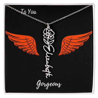 Birth flower necklace Birth name flower Necklace Personalized with a gift box