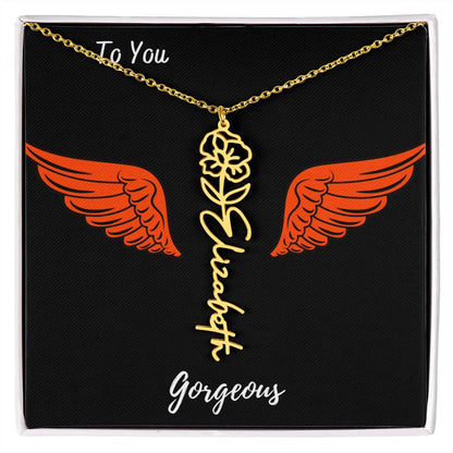Birth flower necklace Birth name flower Necklace Personalized with a gift box