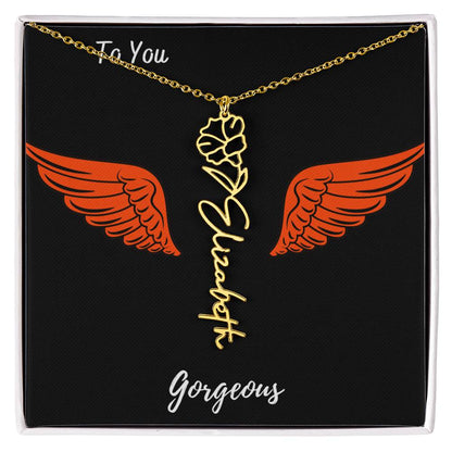 Birth flower necklace Birth name flower Necklace Personalized with a gift box