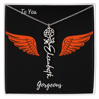 Birth flower necklace Birth name flower Necklace Personalized with a gift box