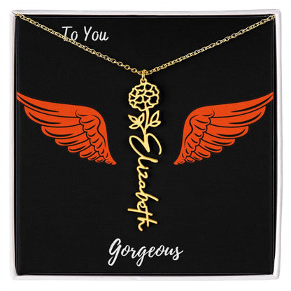 Birth flower necklace Birth name flower Necklace Personalized with a gift box