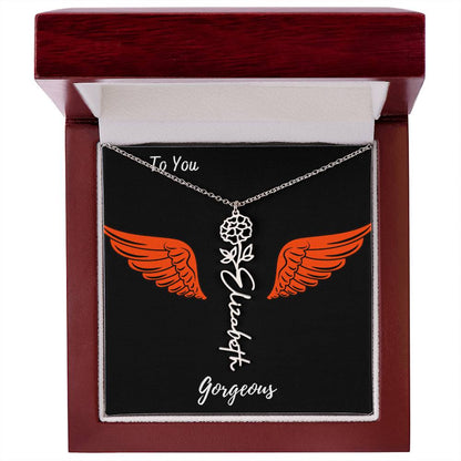 Birth flower necklace Birth name flower Necklace Personalized with a gift box