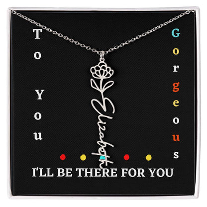 Birth flower necklace, Birth month flower necklace Customized with gift Box