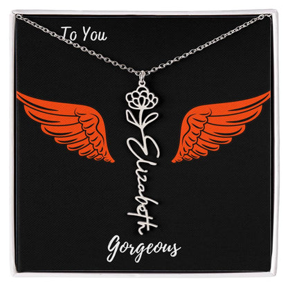 Birth flower necklace Birth name flower Necklace Personalized with a gift box