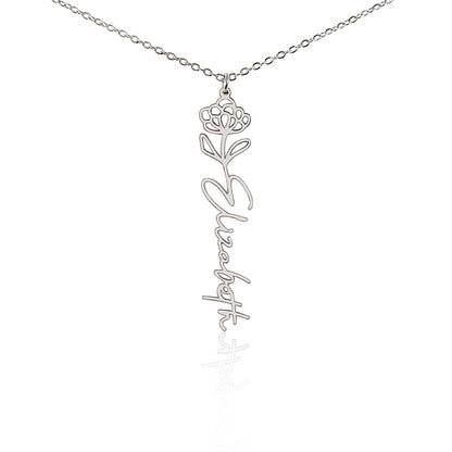 Birth flower necklace, Birth month flower necklace Customized with gift Box