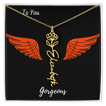 Birth flower necklace Birth name flower Necklace Personalized with a gift box