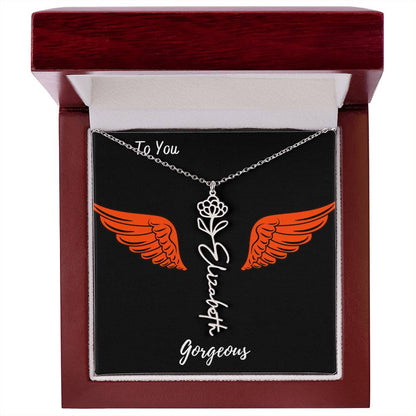 Birth flower necklace Birth name flower Necklace Personalized with a gift box