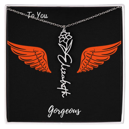 Birth flower necklace Birth name flower Necklace Personalized with a gift box