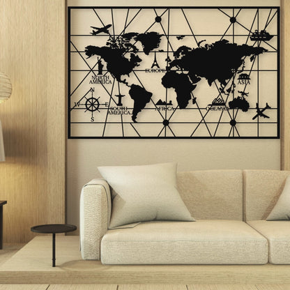 World Map Metal Wall Art