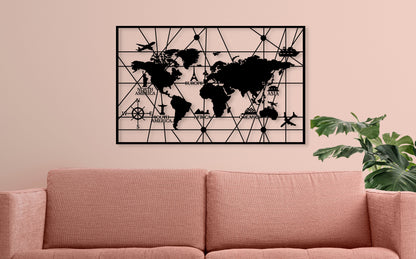 World Map Metal Wall Art