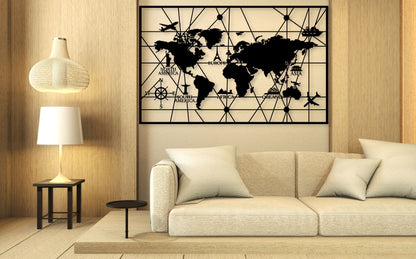 World Map Metal Wall Art