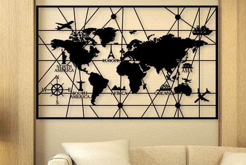World Map Metal Wall Art