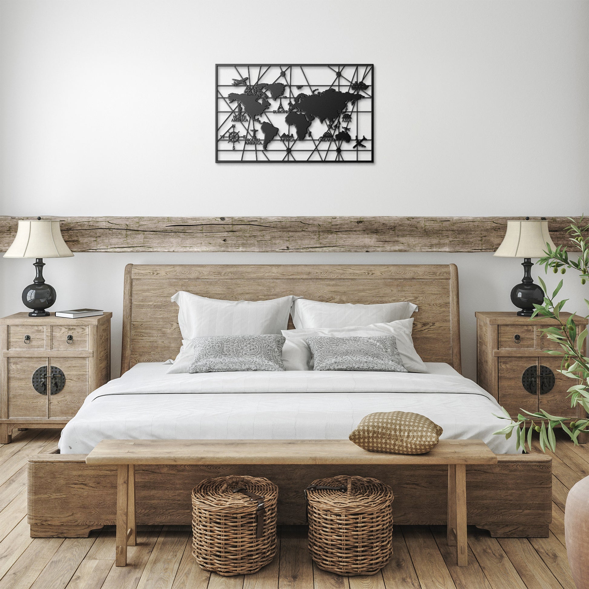 World Map Metal Wall Art