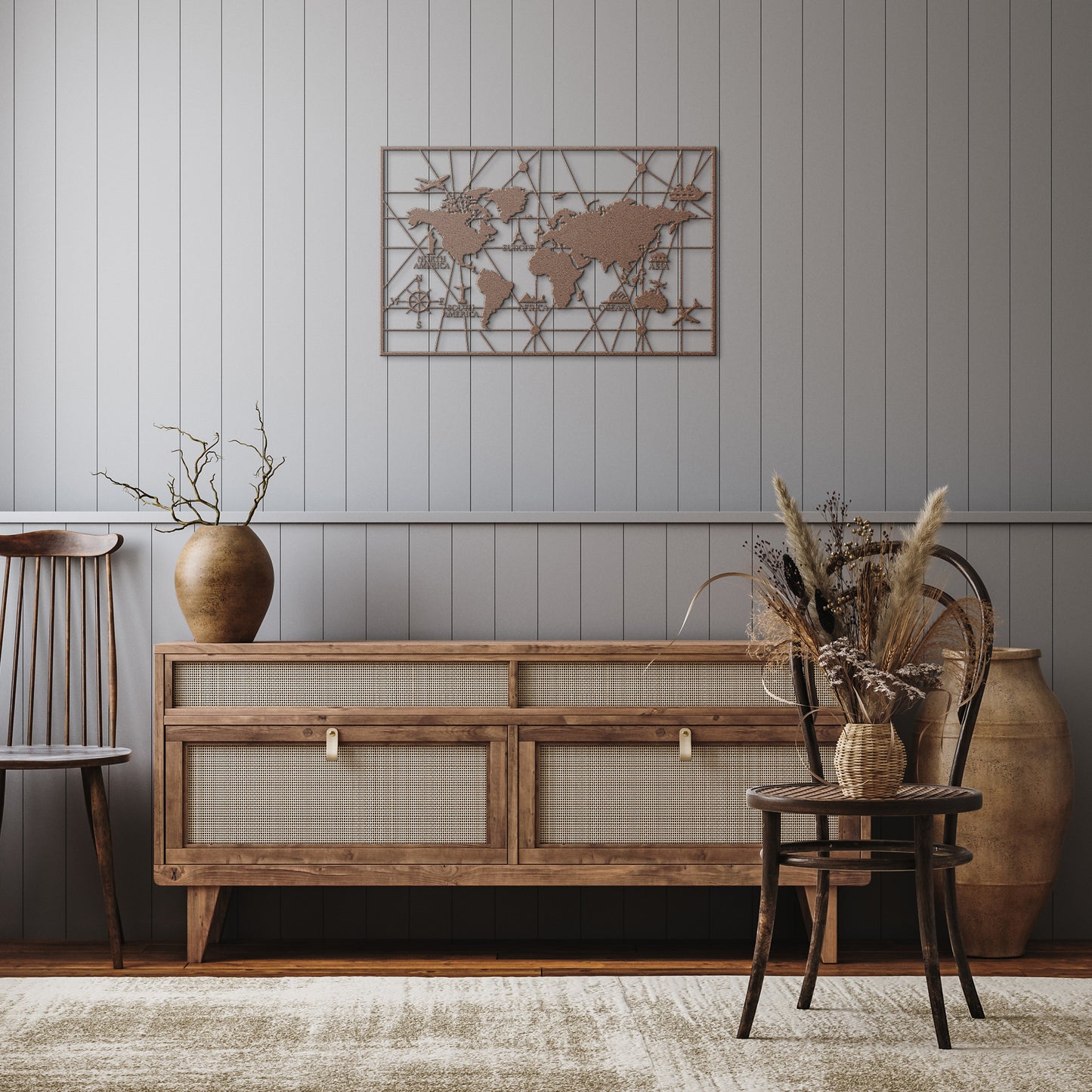 World Map Metal Wall Art